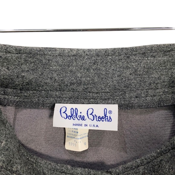 Bobbie Brooks Gray Wool Blend A-Line Mini Skirt 9 Button Front USA Made Vintage